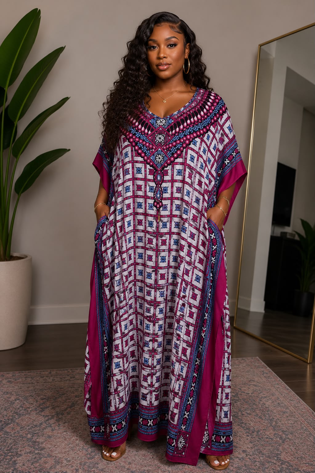 Tribal Bloom Maxi Kaftan Dress