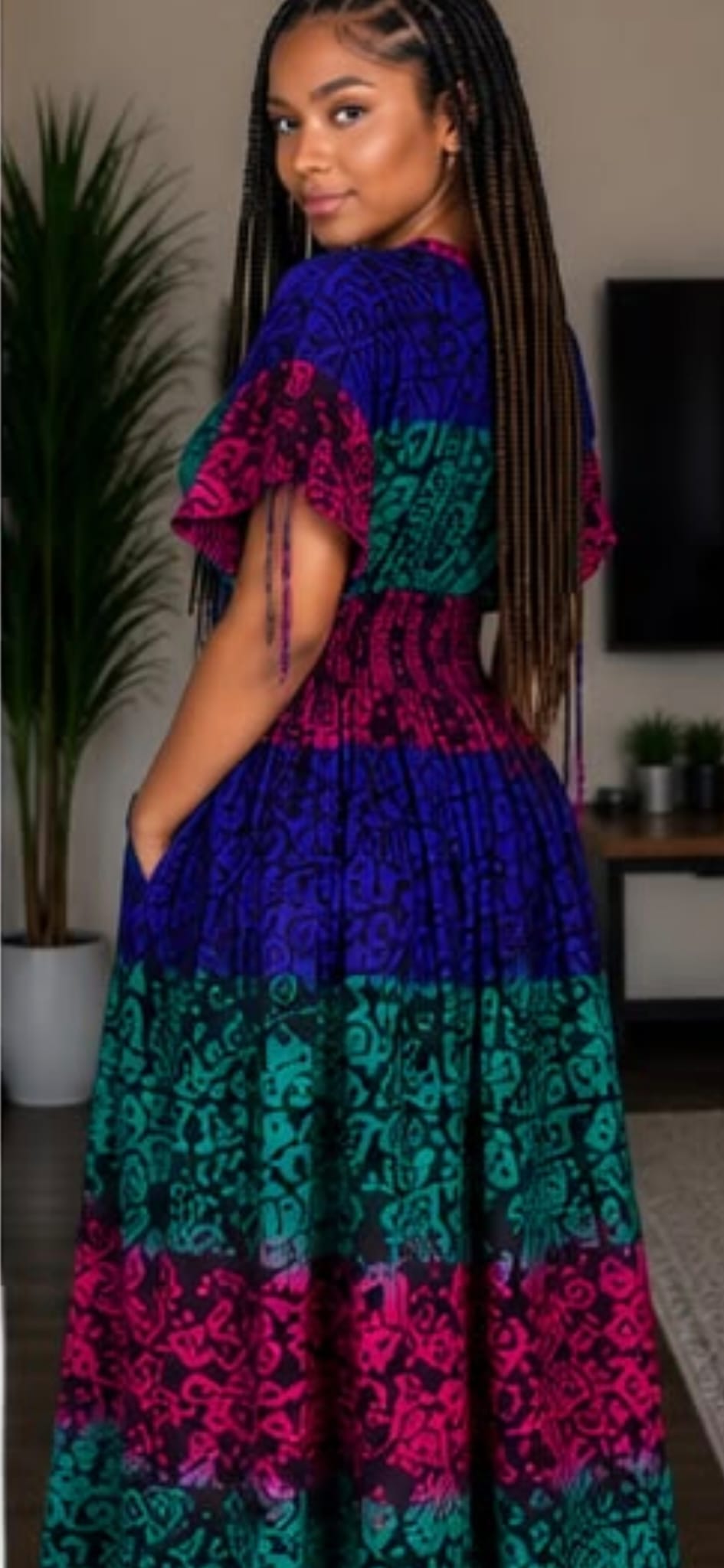 Multicolour African Print Boho Maxi Dress