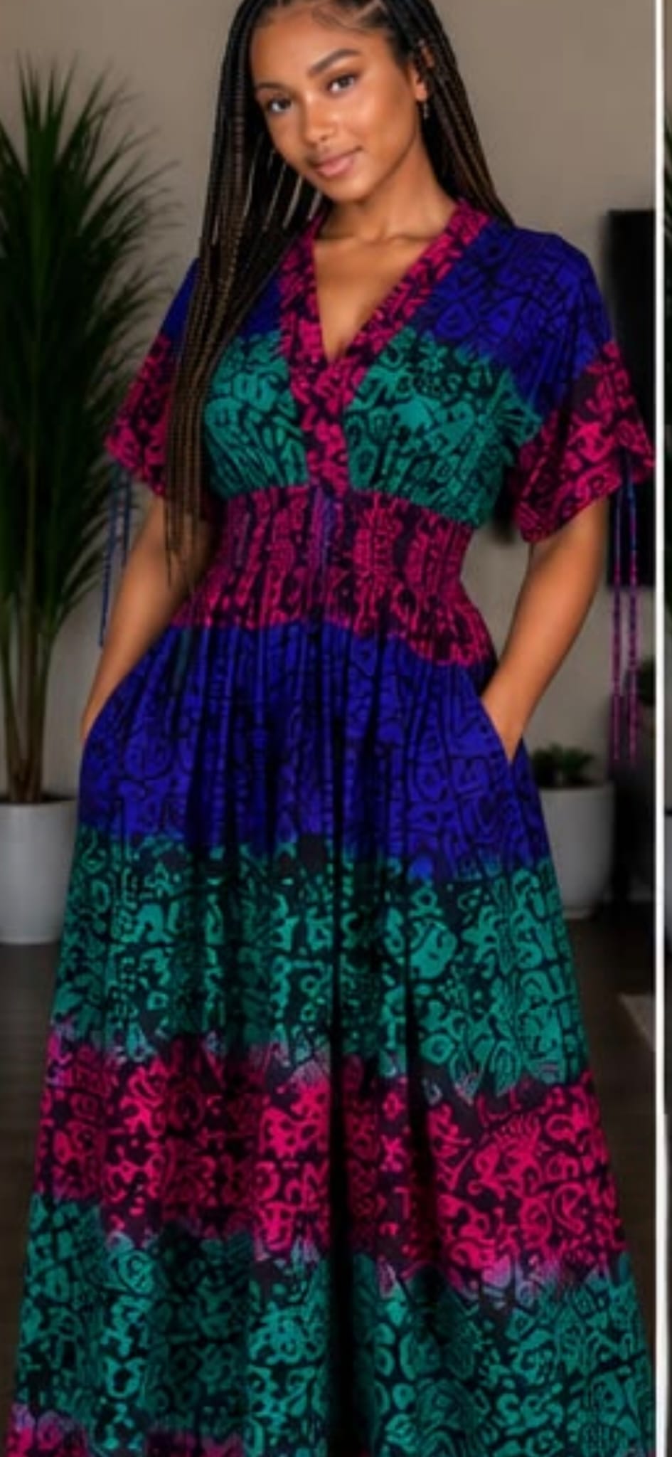 Multicolour African Print Boho Maxi Dress