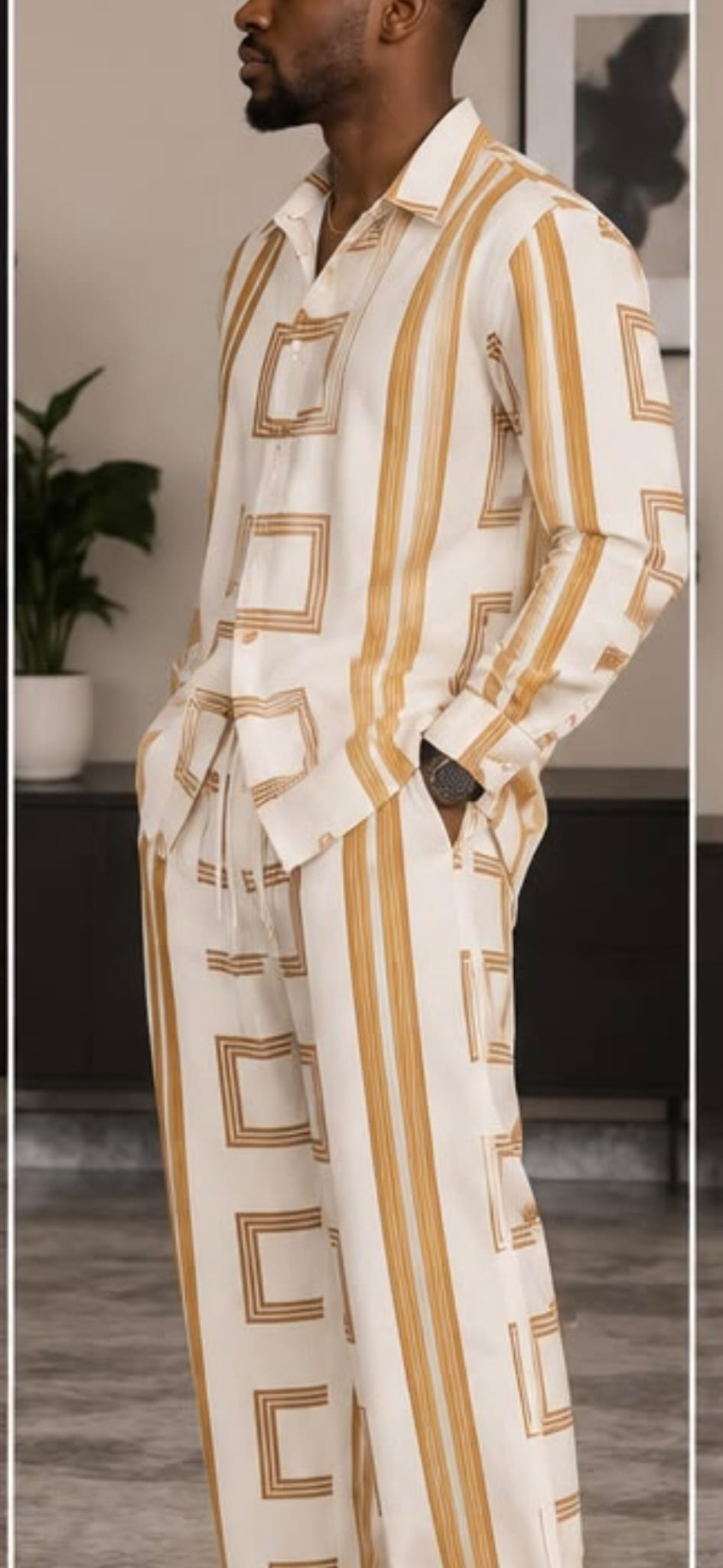 Men’s Geometric Print Co-Ord Set