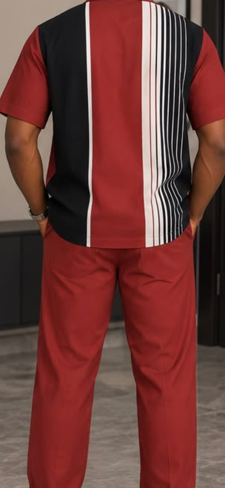 Men's Contrast Stripe Two-Piece Set