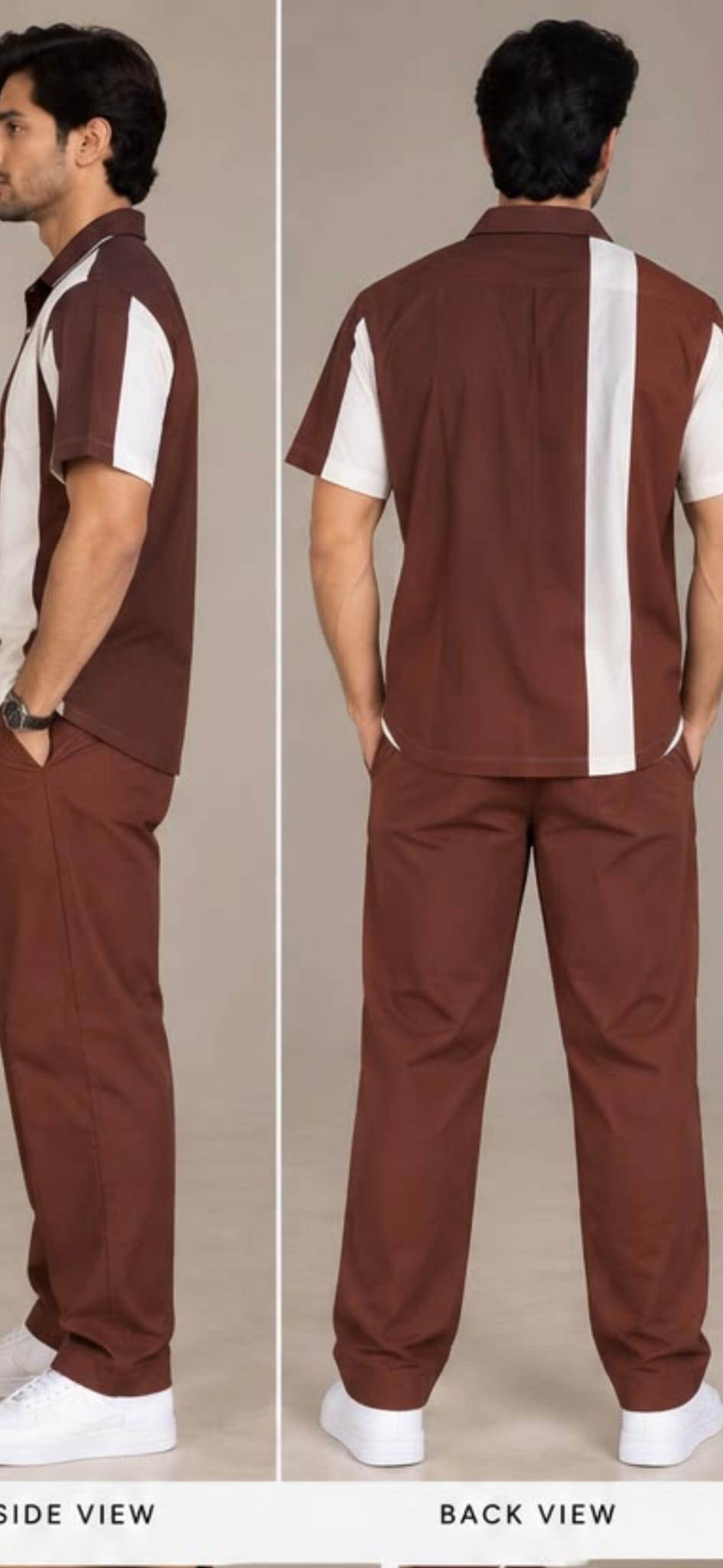 Men's Contrast Stripe Two-Piece Set
